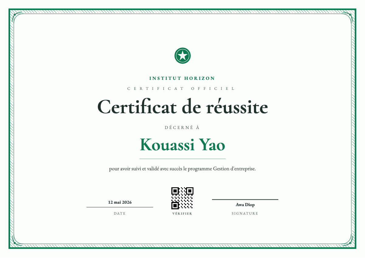 Aperçu du modèle Certificat sécurité — diplôme